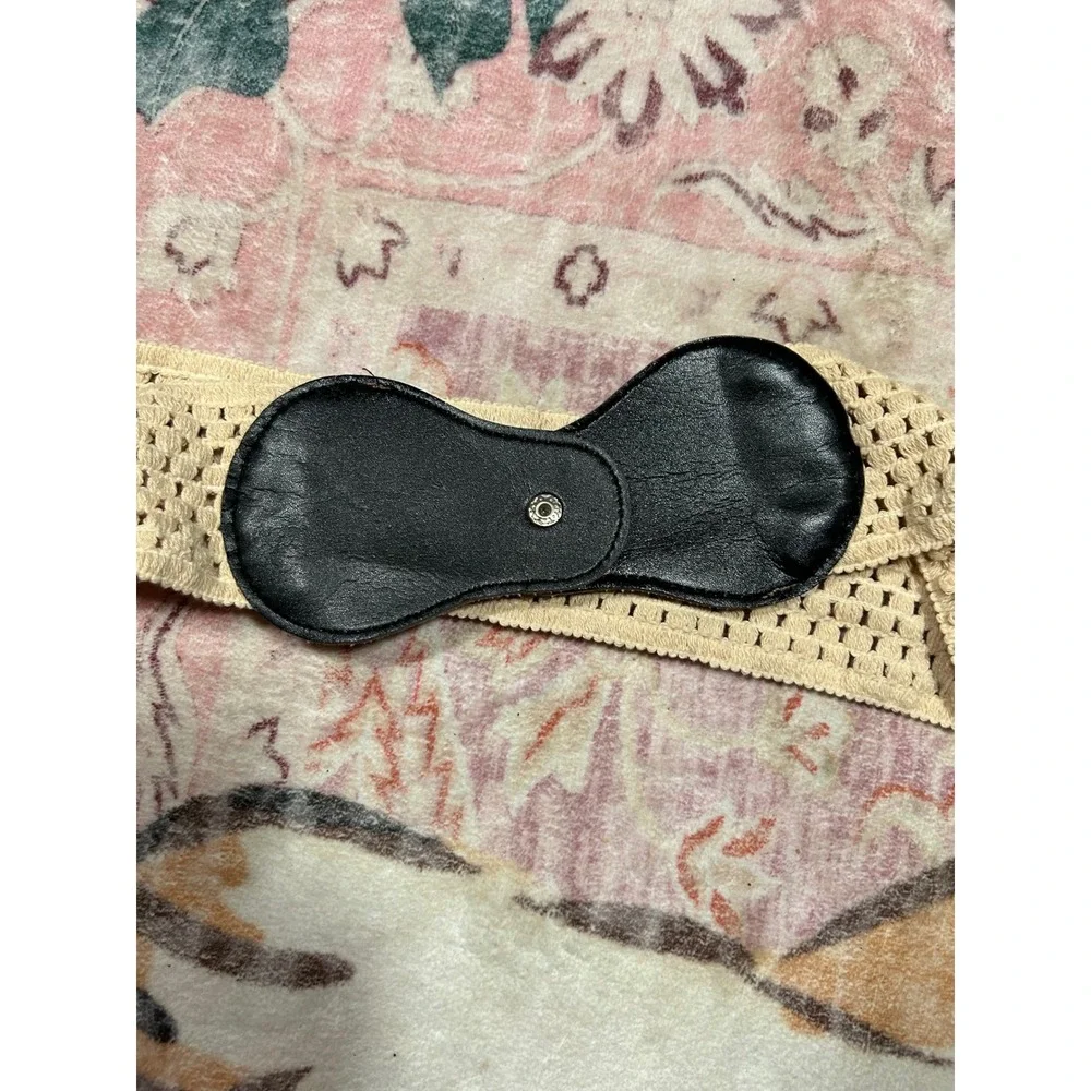 Crochet Boho Belt‎ Brown Faux Leather Bow Boho Beige Festival Beach